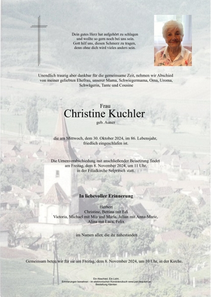 Parte Christine Kuchler, geb. Auner