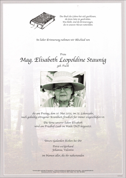 Parte Mag. Elisabeth Leopoldine Staunig