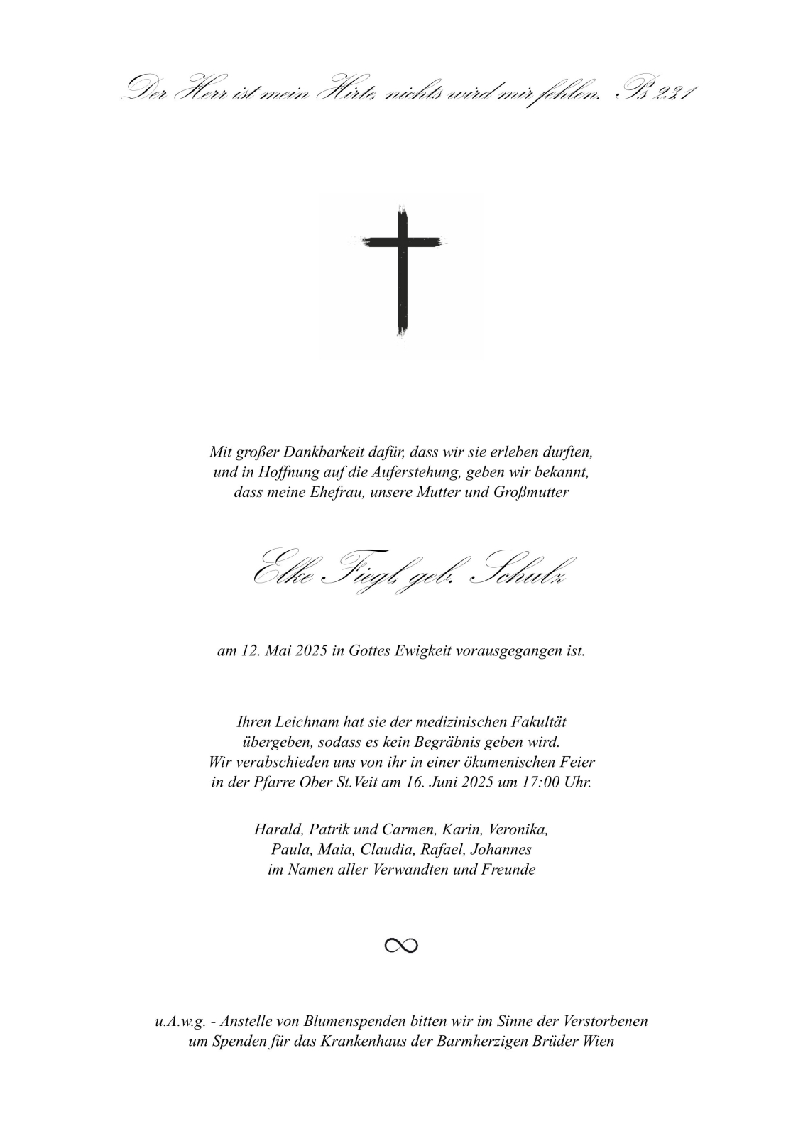 Elke Fiegl Parte Aufbahrung Begr bnis Grabstelle Das Neue Pax 