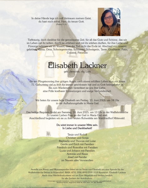 Parte Elisabeth Lackner geb. Janschitz, vlg. Loik