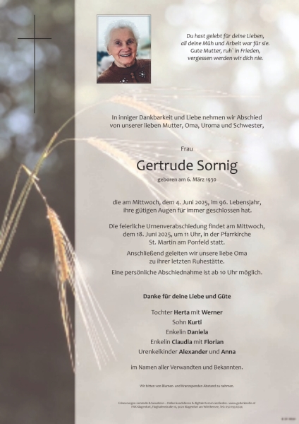 Parte von Gertrude Sornig