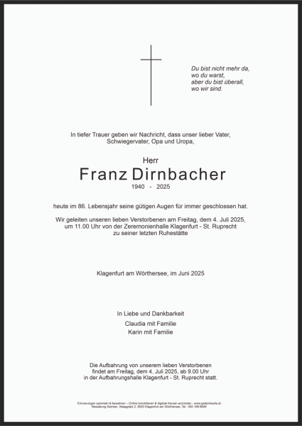 Parte von Franz Dirnbacher