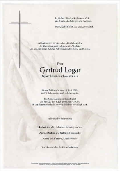 Parte von Gertrud Logar