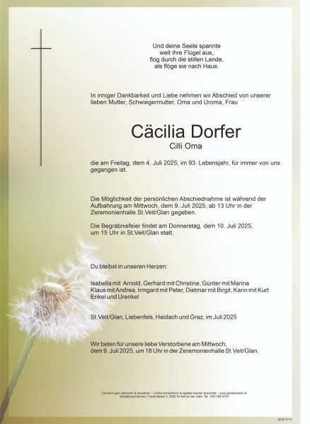 Parte Cäcilia  Dorfer