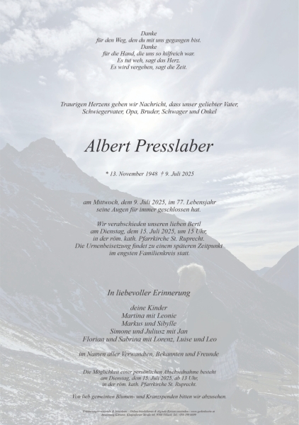 Parte Albert Sylvester Presslaber