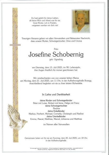 Parte Josefine  Schobernig, geb. Ogradnig