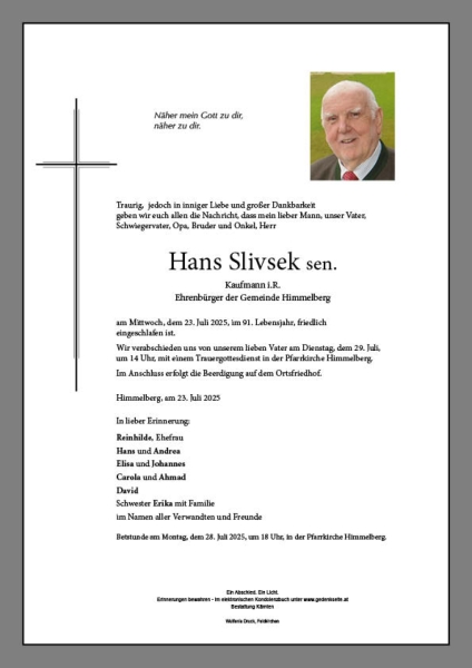 Parte von Hans  Slivsek sen.