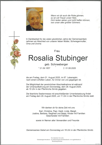 Parte Rosalia Stubinger
