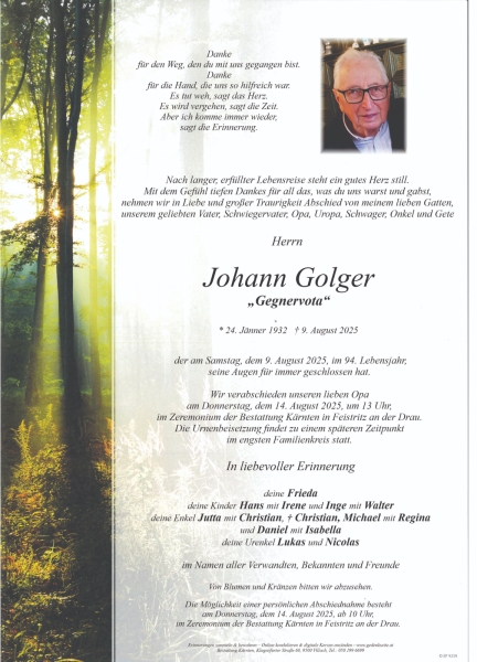 Parte von Johann Golger