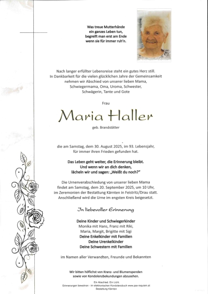 Parte von Maria Haller