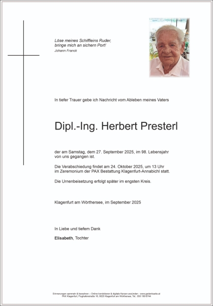 Parte von Herbert Presterl