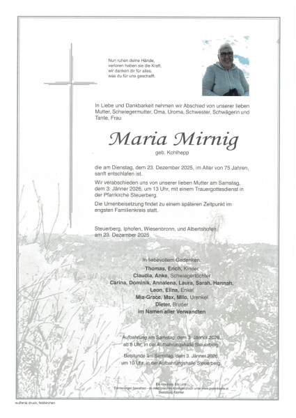 Parte von Maria Mirnig