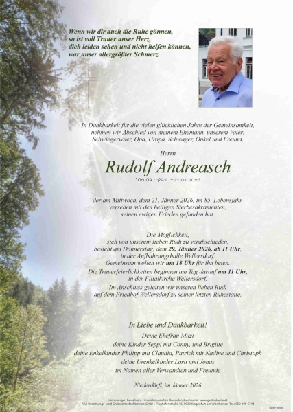 Parte von Rudolf Andreasch