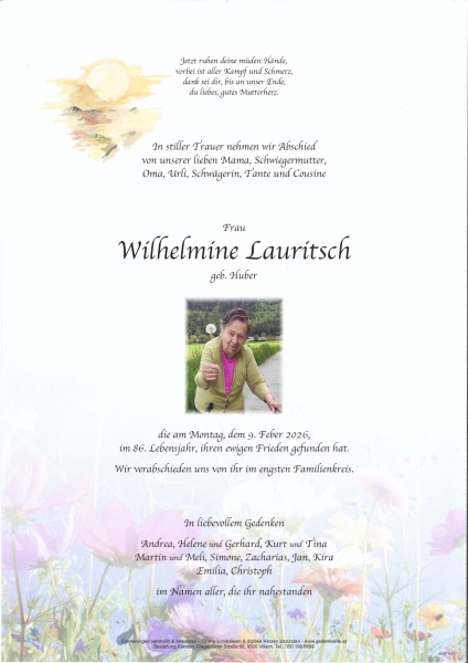 Parte von Wilhelmine  Lauritsch