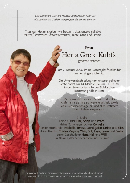 Parte von Herta Grete Kuhfs, geb. Brandner