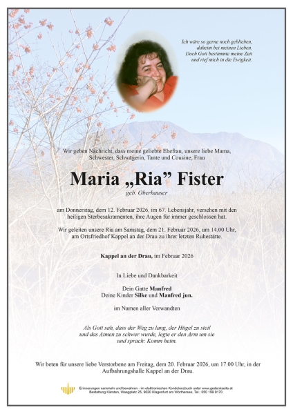 Parte von Maria "Ria" Fister