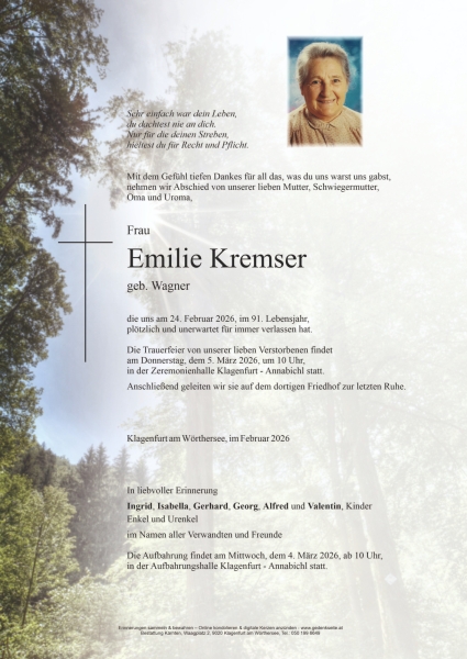 Parte von Emilie Kremser