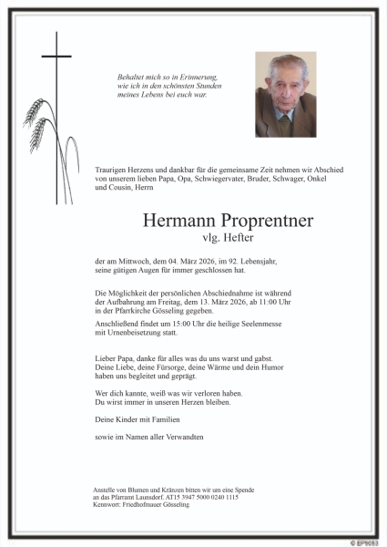 Parte von Hermann Proprentner