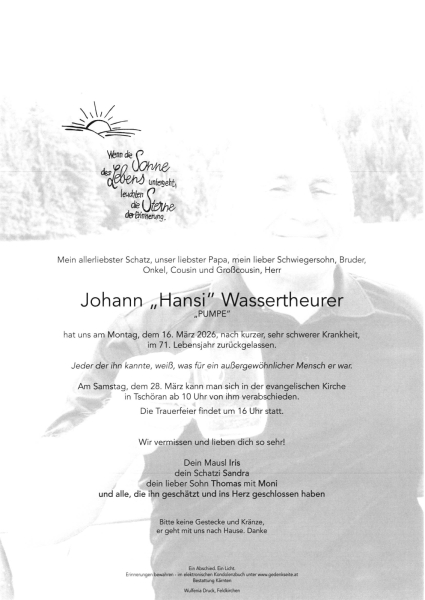 Parte Johann Franz  Wassertheurer