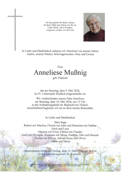 Parte von Mußnig Anneliese
