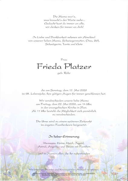 Parte von Frieda Platzer