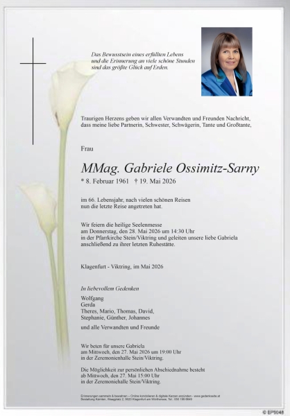 Parte von Gabriele Ossimitz-Sarny