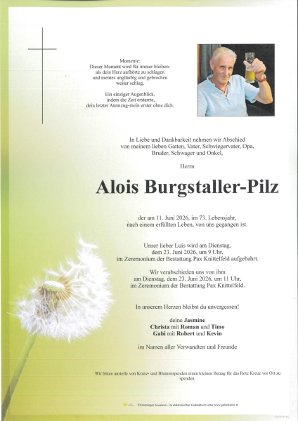 Parte von Alois Burgstaller-Pilz