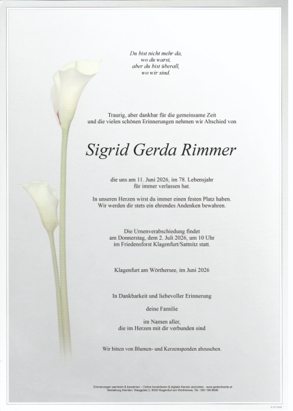Parte von Sigrid Gerda Rimmer