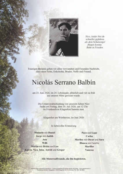 Parte von Nicolás Serrano Balbín