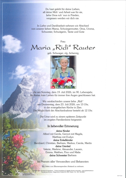 Parte von Maria "Ridi" Rauter