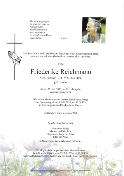 Parte von Friederike  Reichmann