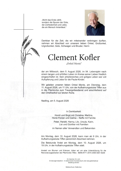 Parte von Clement  Kofler
