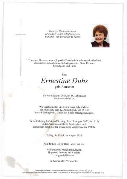 Parte von Ernestine  Duhs