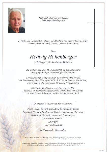 Parte Hedwig Hohenberger