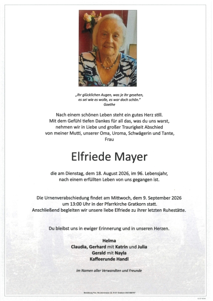 Parte von Elfriede Mayer