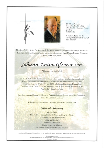 Parte von Johann Anton Gfrerer