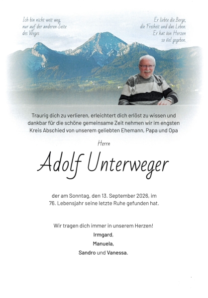 Parte von Adolf Unterweger