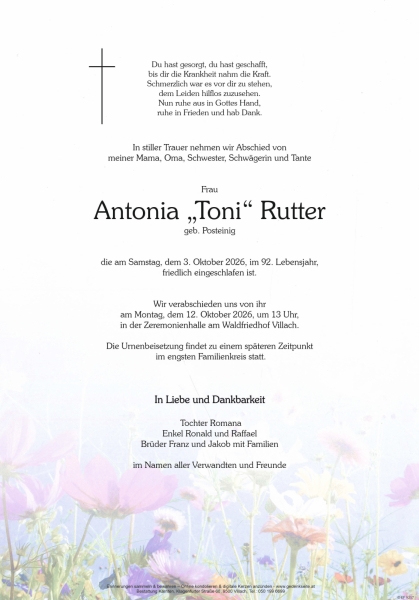Parte von Antonia "Toni" Rutter