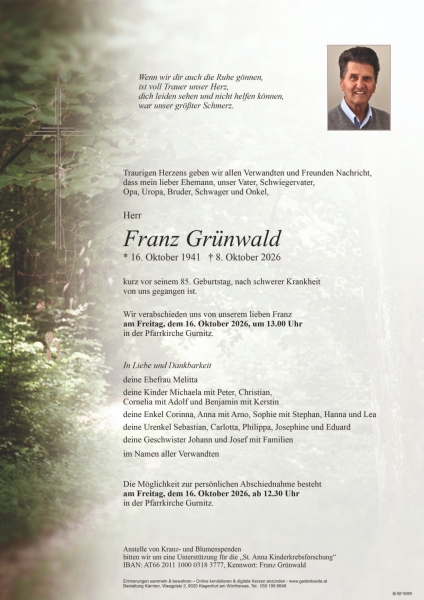 Parte von Franz Grünwald