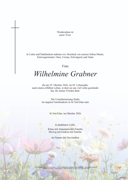 Parte von Wilhelmine Grabner
